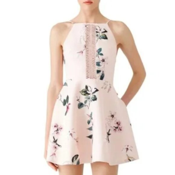 Keepsake Flare Mini Dress Dusty Pink Floral - Picture 2 of 3